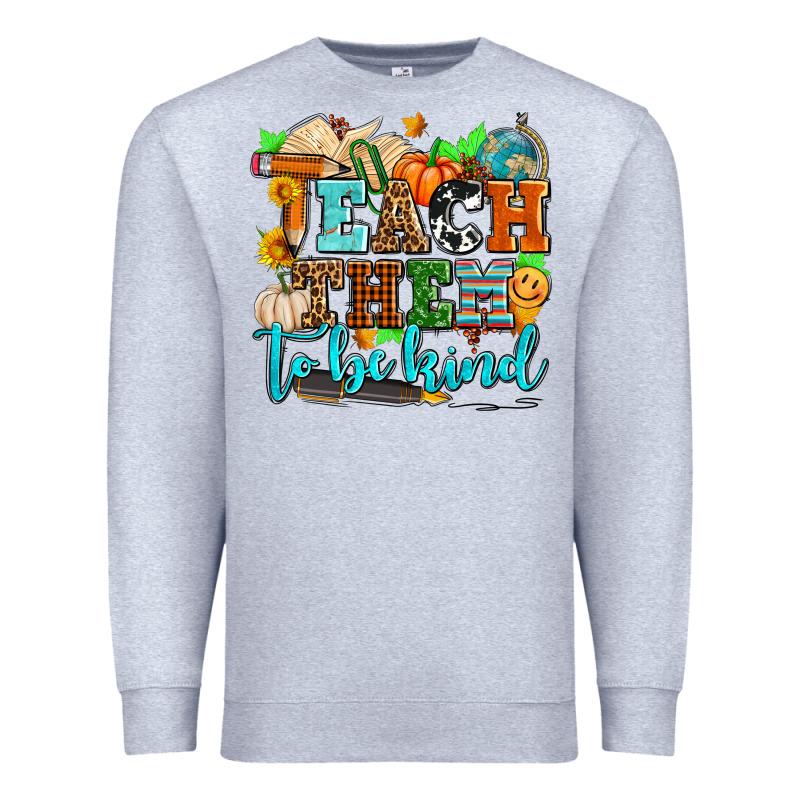 Teach Them To Be Kind With Pumpkins And Fall Premium Sweatshirt by AdoDesignShop | Teevron