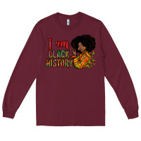 Burgundy i am black history Long Sleeve Tee - Zillion Design Studio