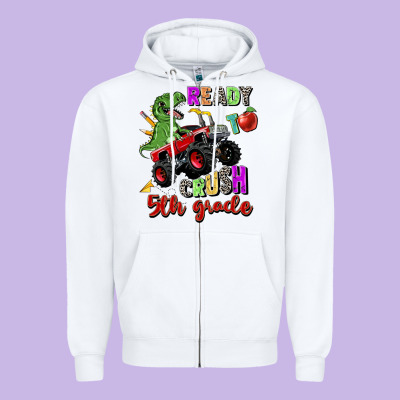 Ready To Crush 5th Grade Zipper Hoodie Designed By Zillion Design Studio