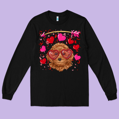 Long Sleeve Tee valentine's day toy poodle