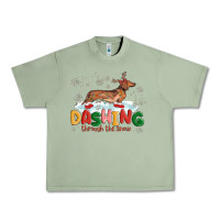 Oil Green dachshund through the snow Urban Heavy Tee - MaliasSmallBusiness