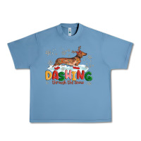 Pebble Blue dachshund through the snow Urban Heavy Tee - MaliasSmallBusiness
