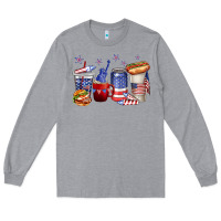Heather Grey 4th of july coffee cups Long Sleeve Tee - texasbilliewilder