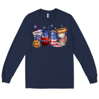 Navy 4th of july coffee cups Long Sleeve Tee - texasbilliewilder