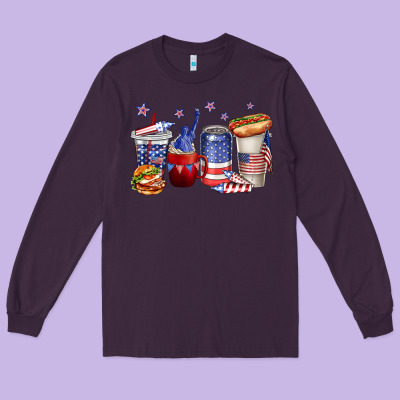 Long Sleeve Tee 4th of july coffee cups