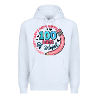 White happy 100 days of school Premium Hoodie - MaliasSmallBusiness