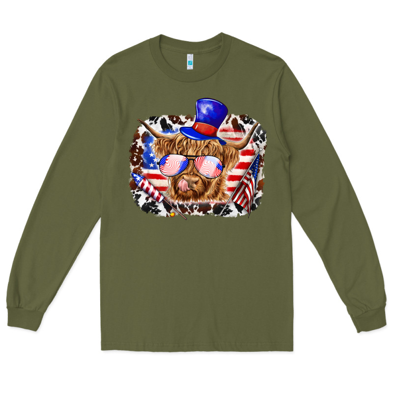 4th Of July Cow Long Sleeve Tee by texasbilliewilder | Teevron