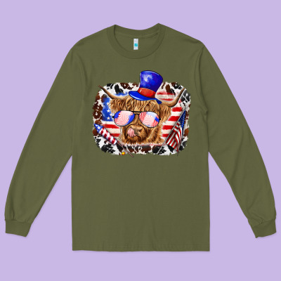 Long Sleeve Tee 4th of july cow