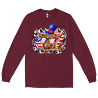 Burgundy 4th of july cow Long Sleeve Tee - texasbilliewilder