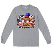 Heather Grey 4th of july cow Long Sleeve Tee - texasbilliewilder