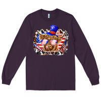 Plum 4th of july cow Long Sleeve Tee - texasbilliewilder