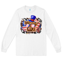 White 4th of july cow Long Sleeve Tee - texasbilliewilder