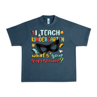 Midnight Navy i teach kindergarten whats your superpower Urban Heavy Tee - MaliasSmallBusiness
