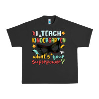 Pigment Black i teach kindergarten whats your superpower Urban Heavy Tee - MaliasSmallBusiness