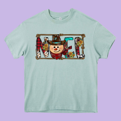 Noel Snowman Christmas Heavy Core Tee Designed By Cowhidedigitalart