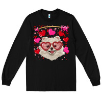 Black valentine's day white pomeranian Long Sleeve Tee - RanaPortraitStore