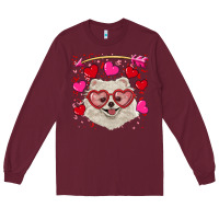 Burgundy valentine's day white pomeranian Long Sleeve Tee - RanaPortraitStore