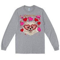 Heather Grey valentine's day white pomeranian Long Sleeve Tee - RanaPortraitStore