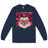 Navy valentine's day white pomeranian Long Sleeve Tee - RanaPortraitStore