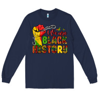Navy we are black history Long Sleeve Tee - Zillion Design Studio