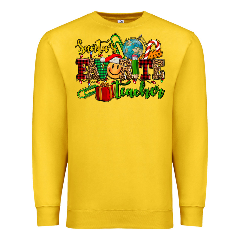 Santa's Favorite Teacher Premium Sweatshirt by AdoDesignShop | Teevron