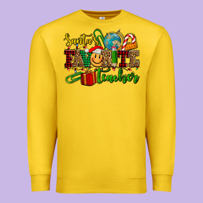 Santa's Favorite Teacher Premium Sweatshirt Designed By Adodesignshop
