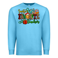 Ocean Blue santa's favorite teacher Premium Sweatshirt - AdoDesignShop