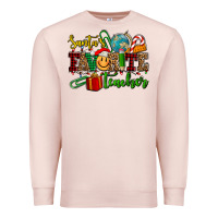 Pale Pink santa's favorite teacher Premium Sweatshirt - AdoDesignShop