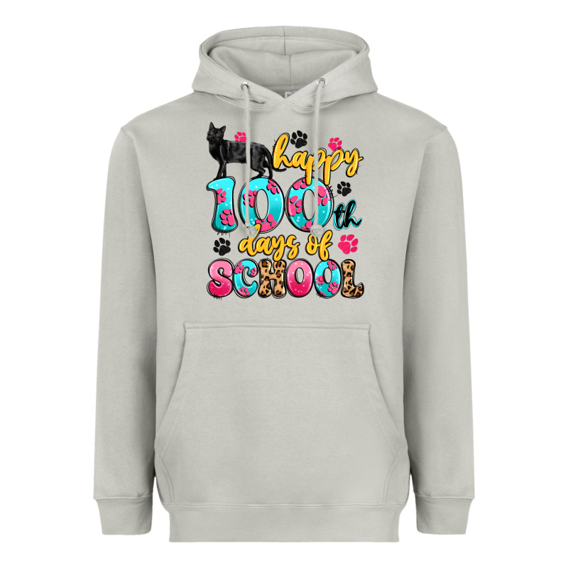 Happy 100th Days Of School Cat Heavyweight Hoodie by Artiststas | Teevron