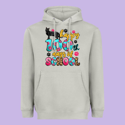 Happy 100th Days Of School Cat Heavyweight Hoodie Designed By Artiststas