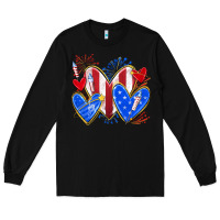 Black 4th of july hearts Long Sleeve Tee - texasbilliewilder