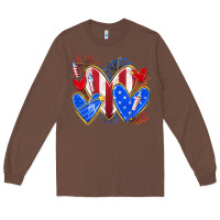 Chestnut 4th of july hearts Long Sleeve Tee - texasbilliewilder