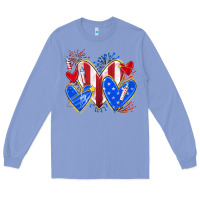 Colony Blue 4th of july hearts Long Sleeve Tee - texasbilliewilder