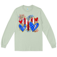 Matcha 4th of july hearts Long Sleeve Tee - texasbilliewilder
