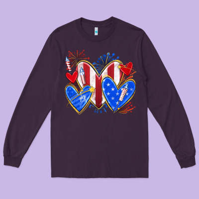 Long Sleeve Tee 4th of july hearts