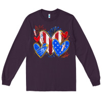 Plum 4th of july hearts Long Sleeve Tee - texasbilliewilder