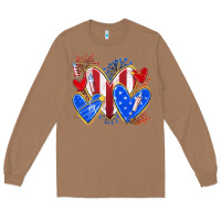 Toasted Coconut 4th of july hearts Long Sleeve Tee - texasbilliewilder