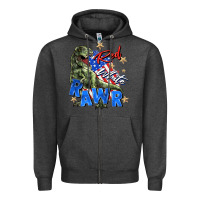 Charcoal Heather red white rawr Zipper Hoodie - Zillion Design Studio