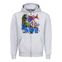 Heather Grey red white rawr Zipper Hoodie - Zillion Design Studio