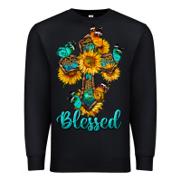 Black cross with butterfly blessed Premium Sweatshirt - BundleAndBundleShop