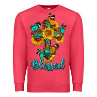 Cardinal cross with butterfly blessed Premium Sweatshirt - BundleAndBundleShop