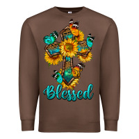 Chestnut cross with butterfly blessed Premium Sweatshirt - BundleAndBundleShop