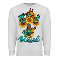 Dove Grey cross with butterfly blessed Premium Sweatshirt - BundleAndBundleShop