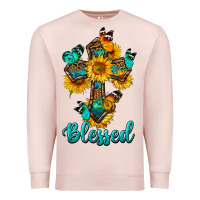 Pale Pink cross with butterfly blessed Premium Sweatshirt - BundleAndBundleShop
