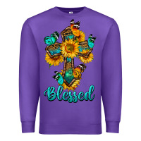 Purple cross with butterfly blessed Premium Sweatshirt - BundleAndBundleShop