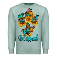 Seafoam cross with butterfly blessed Premium Sweatshirt - BundleAndBundleShop