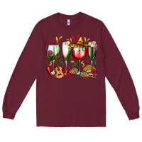 Burgundy mexico wine glasses Long Sleeve Tee - Zillion Design Studio