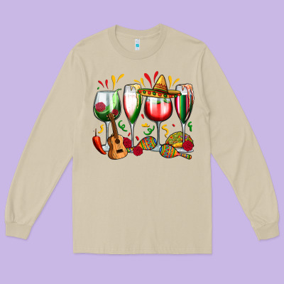 Long Sleeve Tee mexico wine glasses