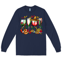 Navy mexico wine glasses Long Sleeve Tee - Zillion Design Studio