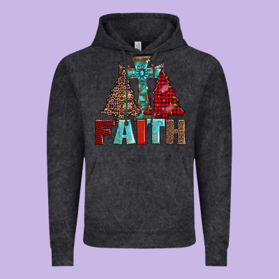 Cross And Christmas Trees Vintage Hoodie Designed By Adodesignshop